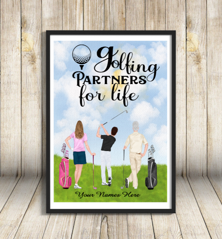 Golf Friends Personalised A4 Print, Custom Golf Picture - Click Image to Close